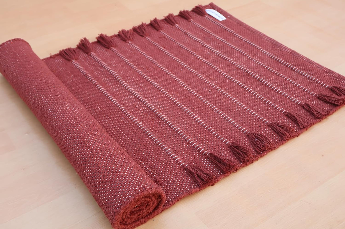 Jaipur Art & Rugs Cotton Yoga Rug - Eco-Friendly Hand-Woven Thick Mat (24”x72”x5mm) for Everyday Fitness at Home - Comfortable & Extra-Long - Colors B