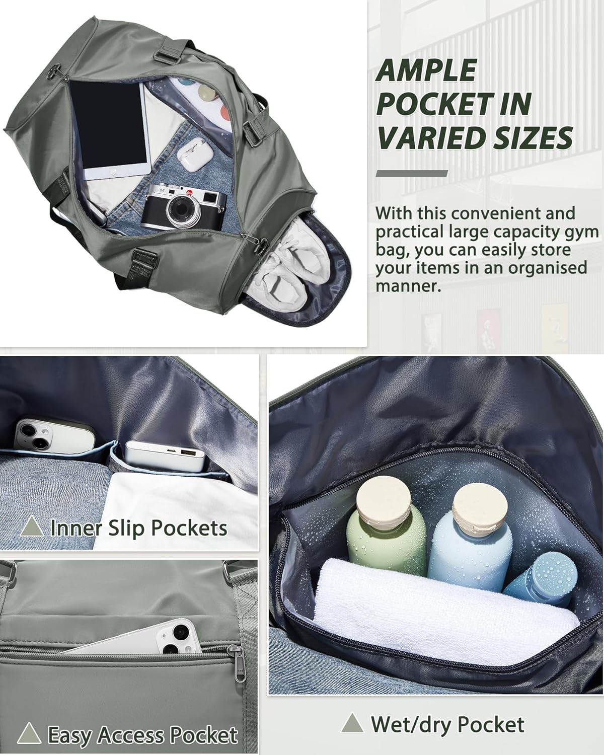 Gym Bag Womens Mens with Shoes Compartment and Wet Pocket Travel Duffel Bag for Women for Plane Sport Gym Tote Bags Swimming Yoga Waterproof Weekend Overnight Carry on Bag Hospital Holdalls - Colors A