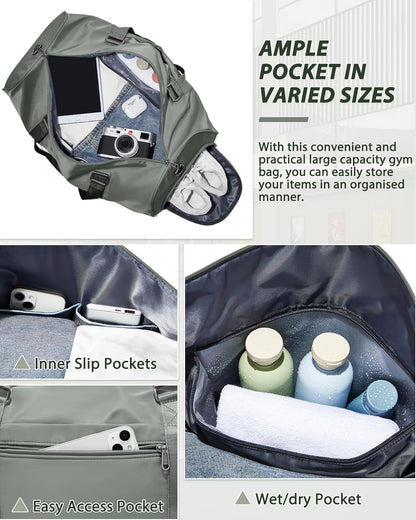 Gym Bag Womens Mens with Shoes Compartment and Wet Pocket Travel Duffel Bag for Women for Plane Sport Gym Tote Bags Swimming Yoga Waterproof Weekend Overnight Carry on Bag Hospital Holdalls - Colors A