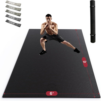 HAPBEAR Large Exercise Mat-7'x5'/6'x8'/6'x9'/6'x10'/6'x12'x8mm(1/3"),Non-Slip, Ultra Durable, Thick Workout Mat for Home Gym Flooring Cardio, Yoga for Fitness, High-Density, Shoes-Friendly