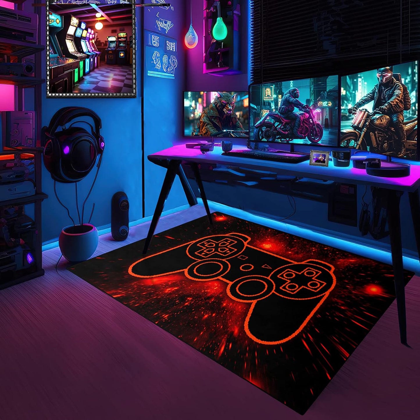 Game Controller Rugs for Bedroom Boys Living Room Gamer Gamepad Red Carpets Floor Mat Player Indoor Mats Gaming Art Design Home Decor Crystal Doormat Yoga Mats 3'x5'