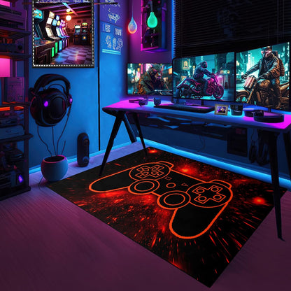 Game Controller Rugs for Bedroom Boys Living Room Gamer Gamepad Red Carpets Floor Mat Player Indoor Mats Gaming Art Design Home Decor Crystal Doormat Yoga Mats 3'x5'