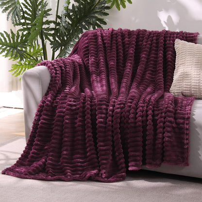 Khaki Throw Blanket for Couch Sofa 50x60 inches Striped Fleece Blankets Room Home Decor Lightweight Plush Soft Cozy Gifts for Women Mom Girls