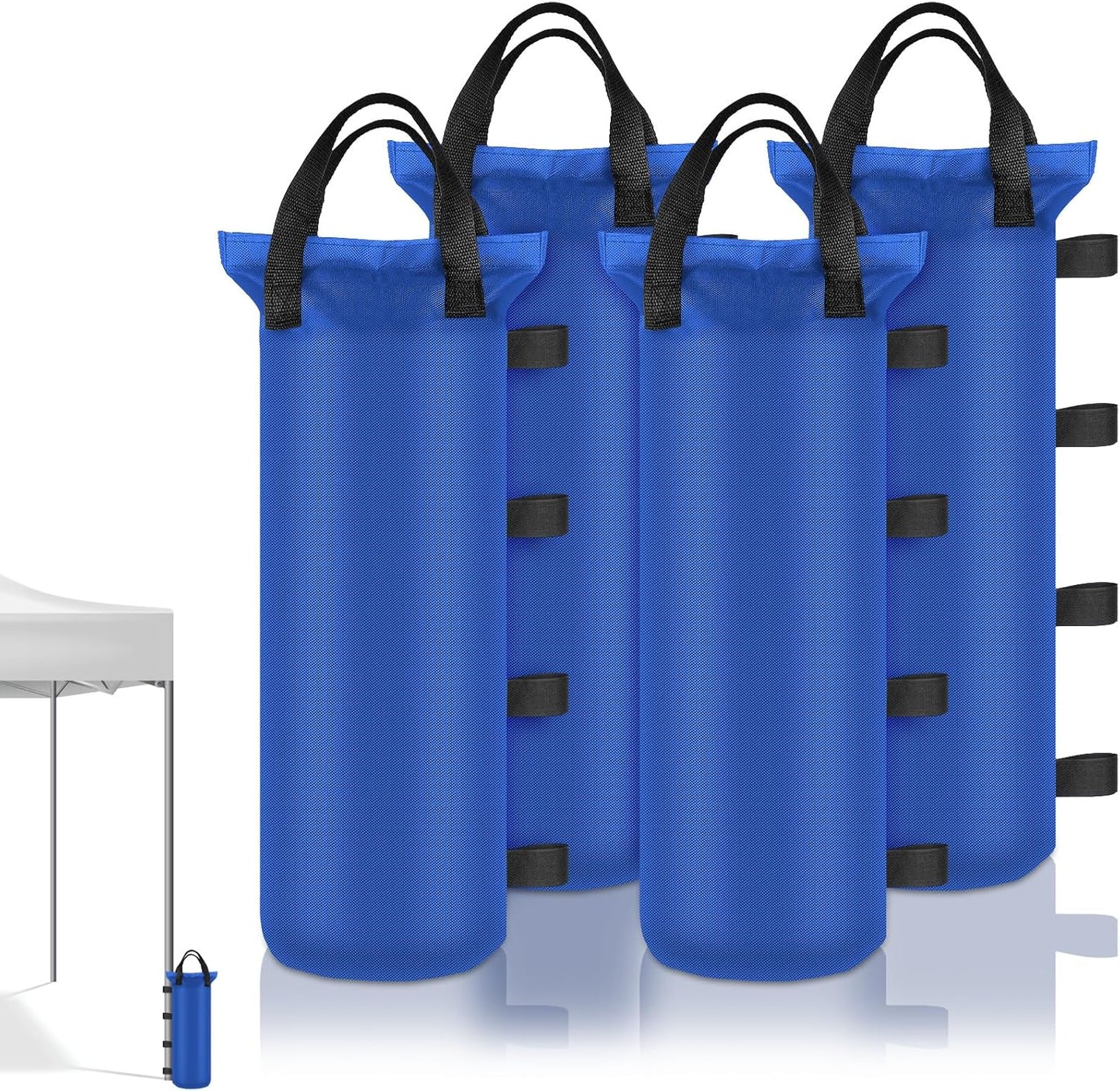 4 Sand Bags for Weight, Heavy Duty Sandbags for Canopy Legs, Extra Large Pop Up Tent Weights, Canopy Weight Bags for Gazebo, Outdoor Sun Shelter, Umbrella - Black, 6"×20", Without Sand