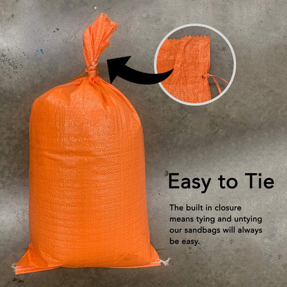 AK TRADING CO. 14" x 26" Poly Sandbags W/UV Protection & Built-in Ties - Flood Water Barrier - Tent Sandbags - Orange