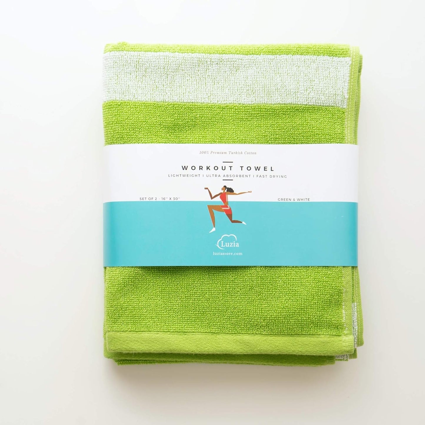 Luzia Striped Workout Towel for Sweat (Pack of 2) - Premium Quality 100% Turkish Cotton - Lightweight and Super Absorbent for Exercise, Sports, Workout, Fitness, Gym, Yoga, Running (Orange)