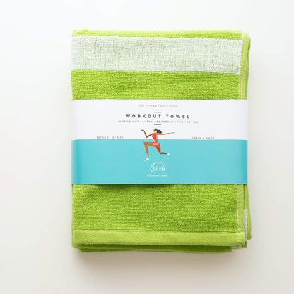 Luzia Striped Workout Towel for Sweat (Pack of 2) - Premium Quality 100% Turkish Cotton - Lightweight and Super Absorbent for Exercise, Sports, Workout, Fitness, Gym, Yoga, Running (Orange)