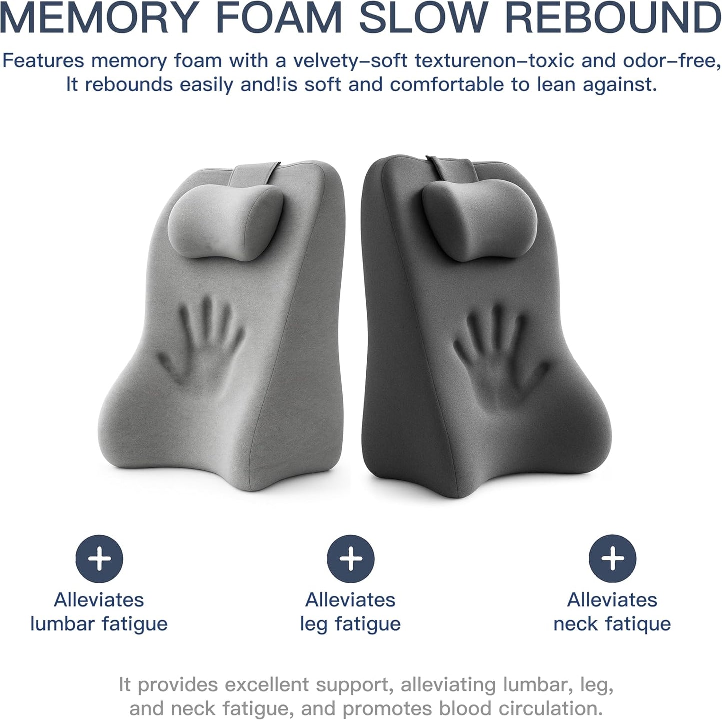Back Wedge Pillow for Sofa — Reading Wedge Pillow, Lumbar Support Pillow for Couch, Reading, Gentle Support for Yoga, Relaxing & Nighttime Rest | Acid Reflux & Back Discomfort (Light Gray)