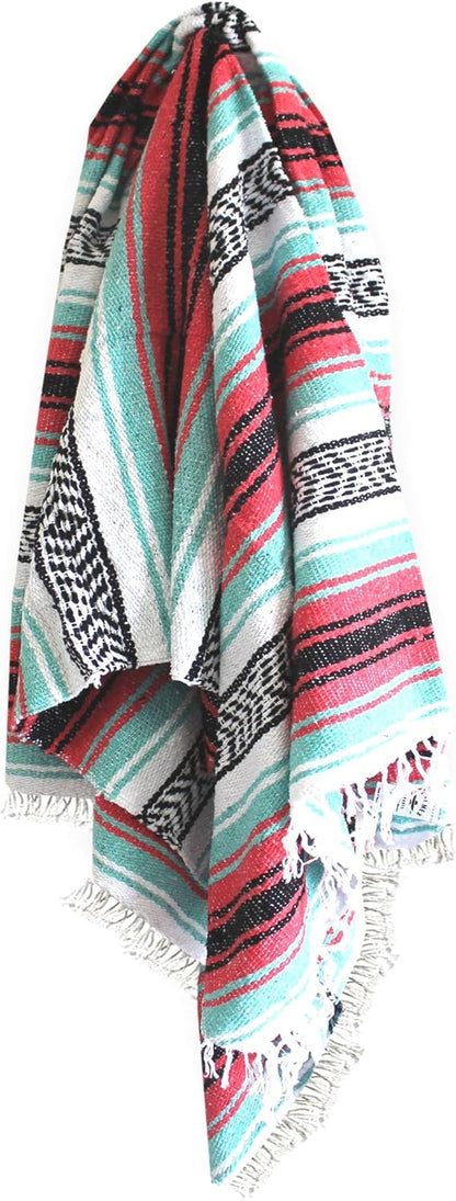 Del Mex Classic Mexican Blanket, Large Authentic Woven Falsa Throw (70"x50"), Artisan Southwest Décor for Beach, Yoga, Outdoors (Lavender)
