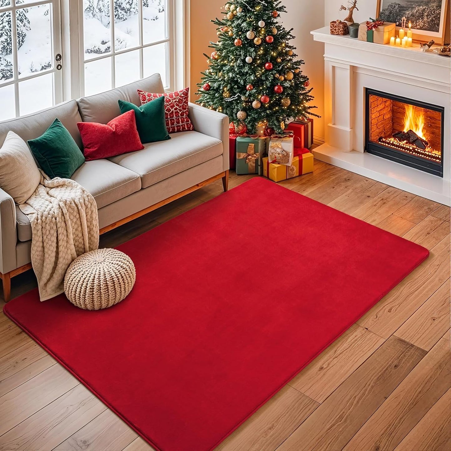 Andecor Shag Living Room Area Rug, 6x9 Cream White Washable Fuzzy Bedroom Rugs, Soft Fluffy Indoor Carpets for Dorm Boys Girls Kids Room Nursery Home Decorations
