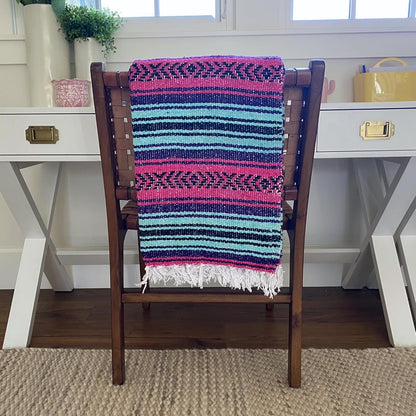 Del Mex Classic Mexican Blanket, Large Authentic Woven Falsa Throw (70"x50"), Artisan Southwest Décor for Beach, Yoga, Outdoors (Lavender)