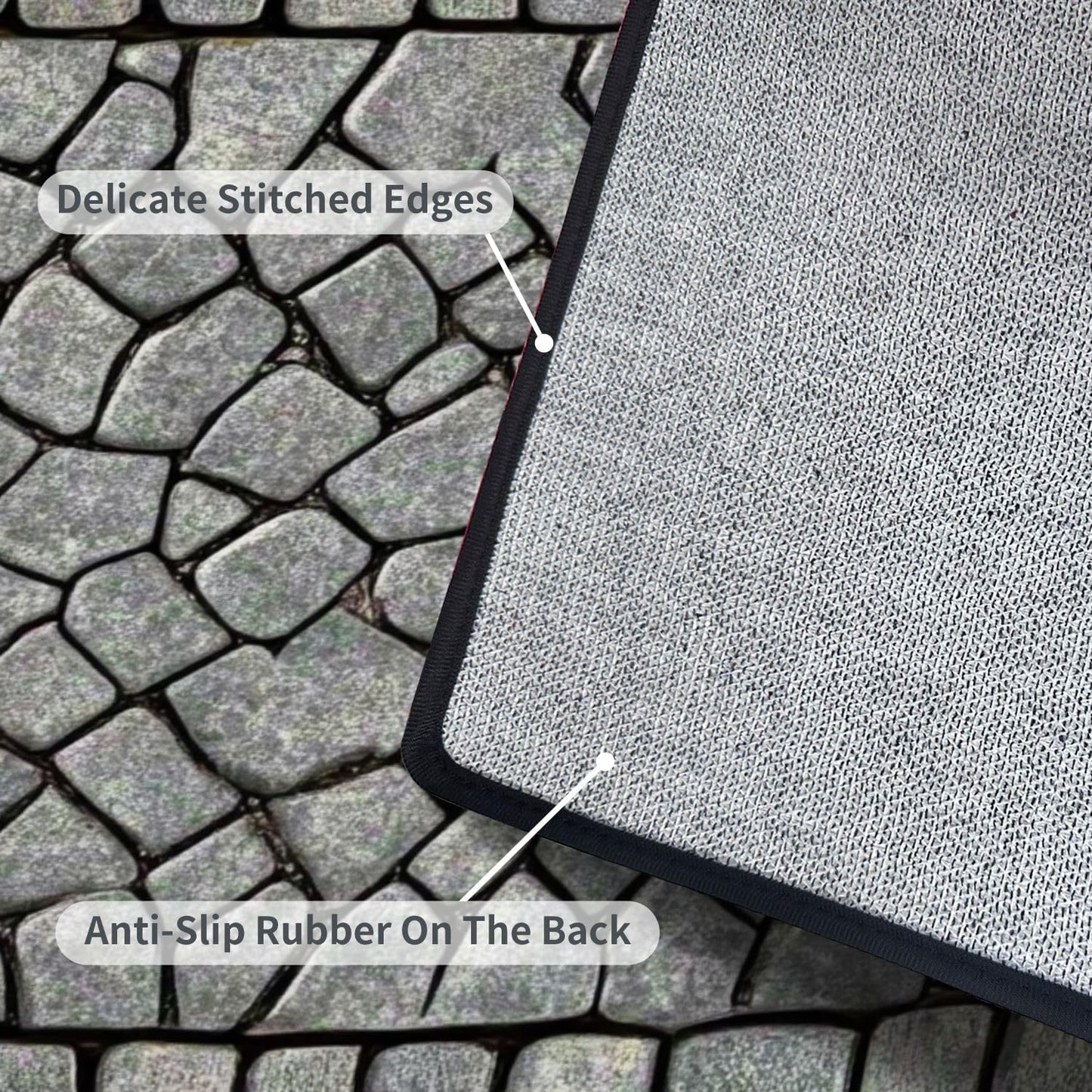Runner Rug Washable 2x6 Cobblestone Arched Pavement Road Courses Sidewalk Seamless Non-Slip Hallway Area Rug Indoor Outdoor Home Decor for Entryway Bathroom Kitchen Carpet Yoga Floor Mat