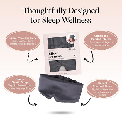 Kitsch Weighted Satin Sleep Mask - Weighted Eye Masks for Sleep and Travel - Lavender Ultra-Soft Sleeping Eye Mask for Women and Men - Light Blocking, Adjustable Strap, (4.1oz/116g)