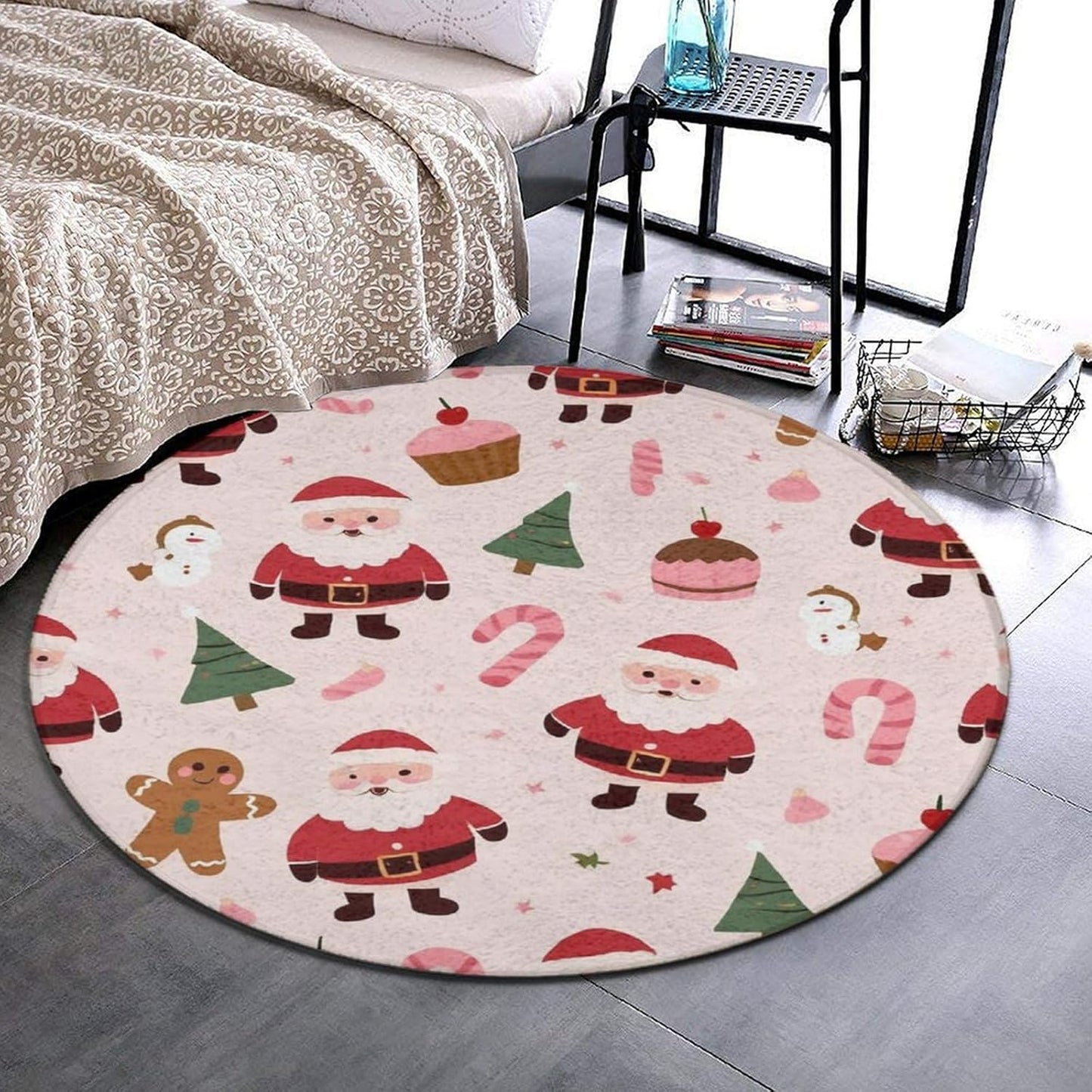 Soft Round Yoga Carpet, Office Chair Decor Round Mat for Carpet and Hardwood Floors Purple Butterfly