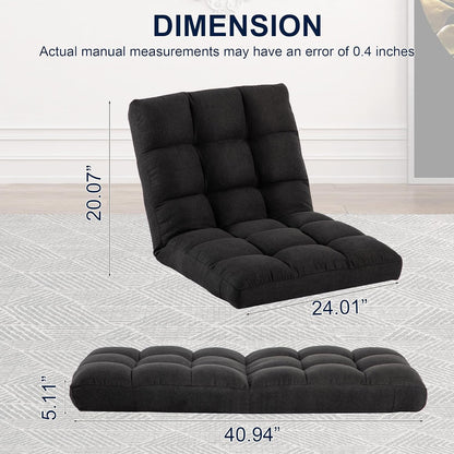 Floor Chair, 24 inches Wide Oversized Velvet Armless Lay Flat Floor seat Padded Meditation Chair with 6 Adjustable Position Ergonomic Comfortable Convenient(LRSF-008-PINK)