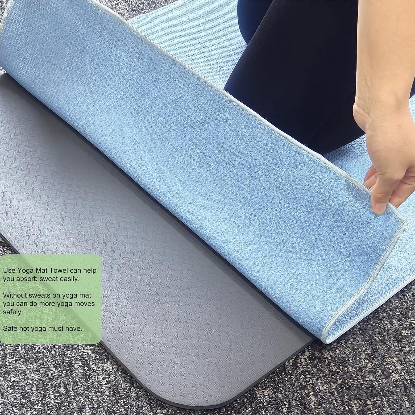 Yoga Mat Towel Non Slip for Hot Yoga, with a Sweat Towel, Anti-Slip Silicone Grip Dot, Waffle Fiber 400GSM,72'' x 25'' Mat Size,Grippy Yoga Mat Towel, Soft Absorbent for Hot Exercise,Bikram,Pilates