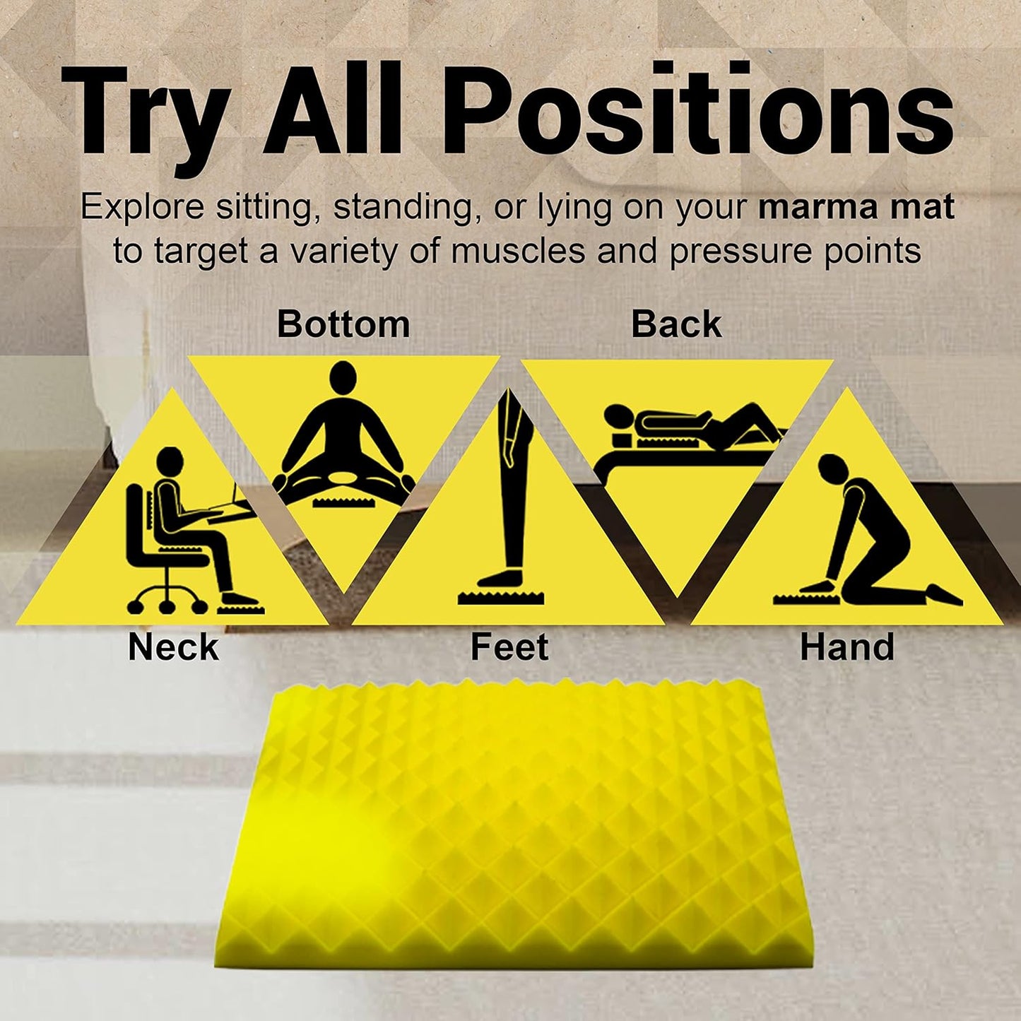 Platinum Grade-Silicone Acupressure marma mat For Feet, Back, Neck Pain, Sciatica, Plantar Fasciitis, Insomnia, Stress Relief, Conditioning & Recovery Mat | Patented Curve Design | Sports, Office, Seat Cushion, Gaming, Fidget | Made in USA