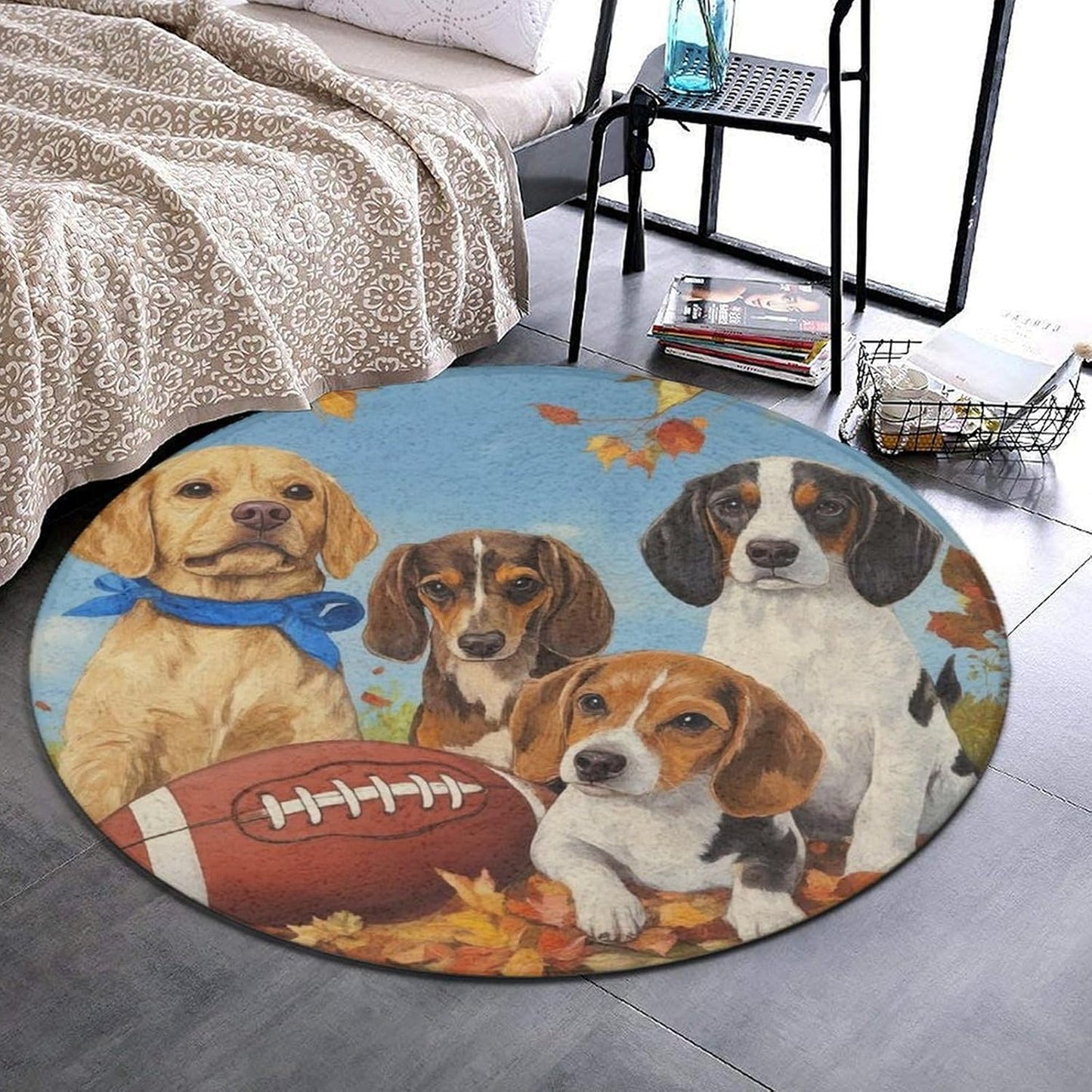 Room Sofa Yoga Soft Round Carpet, Home Decor Non Slip Kitchen Office Circle Rug, Machine Washable Modern Round Area Rug Beach Turtles, 60inch