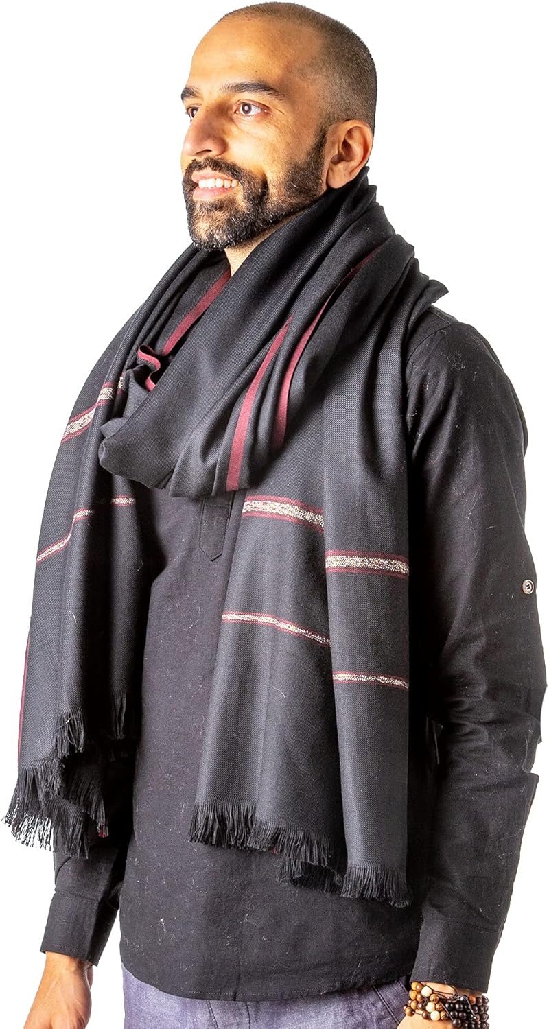 Versatile Premium Wool Blend Meditation Shawl - Large Unisex Prayer Wrap, Oversized Scarf & Yoga Blanket