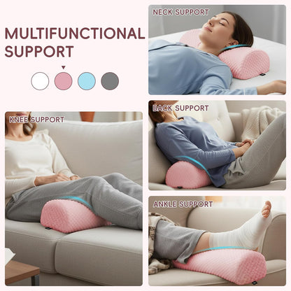 SPRING SEAON Half Moon Bolster Knee Pillow for Back Sleeping Memory Foam Leg Pillow for Ankle and Foot Comfort Under Knee Pillow for Side Sleepers Machine Washable Cover(17" x 7.5" x 4.3")