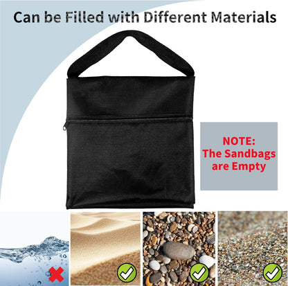 4 Pack Sandbags with 8 PE Bags and 4 Buckle, Weight Bags for Light Stand Photography Video Equipment, Heavy Duty Sand Bags for Backdrop Stand, Photo Tripod, C Stands and Light Stands