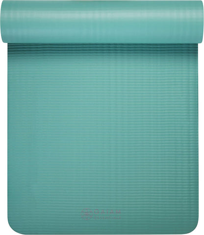 Gaiam Essentials 2/5" Thick (10mm) Yoga & Pilates, Fitness & Exercise Mat with Easy-Cinch Carrier Strap Cusion Support For Fitness and Gym Workouts