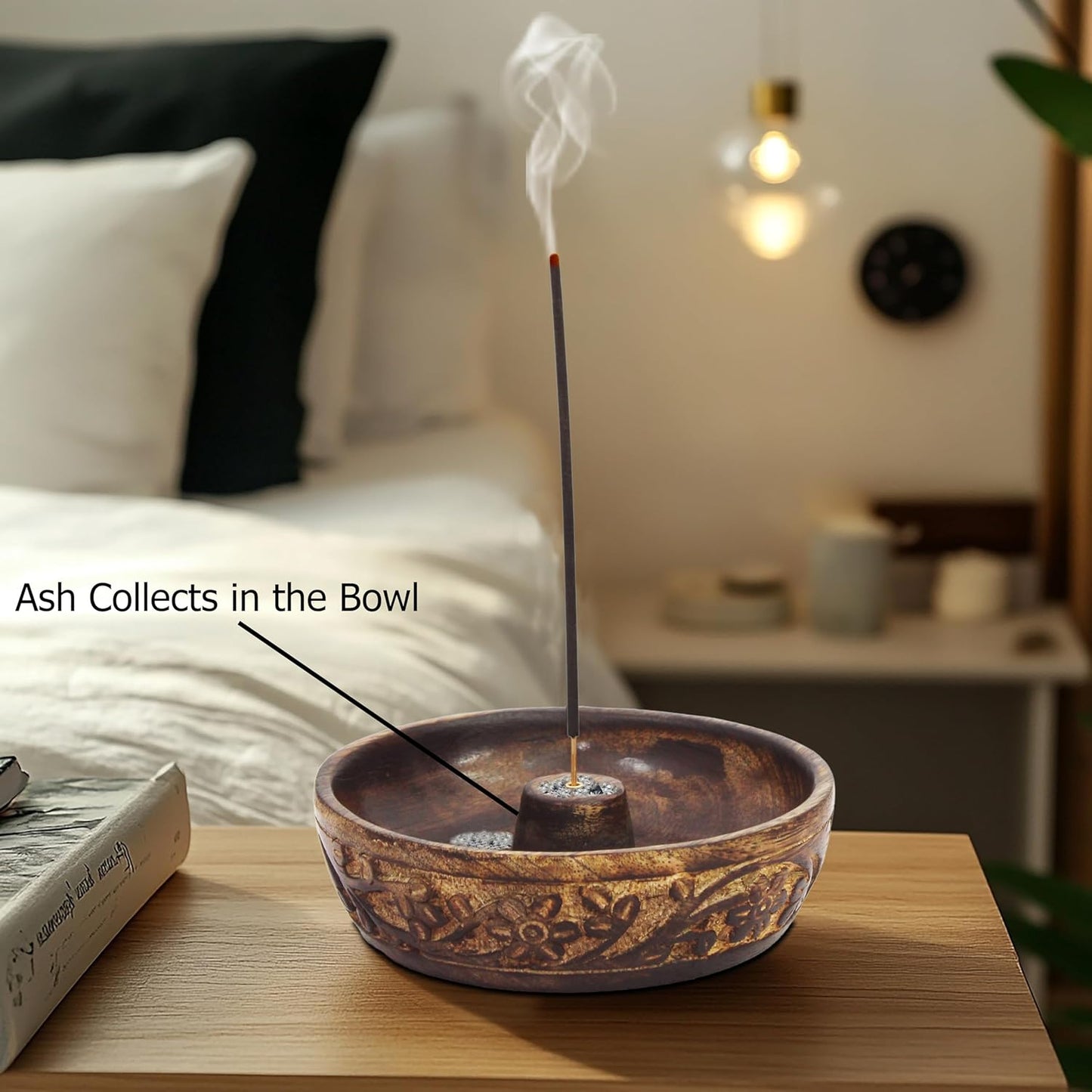 Sheesham Wood Incense Burner Holder - Set of 2 Coffin Style Sun Moon Inlay Handmade Aromatherapy Room Freshener Fragrance Cone Incense Stick Burner Ash Catcher - Zen Home Gift - 12x2x2 - COTTON CRAFT