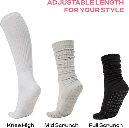 COOLMATE Pilates Socks with Grips for Women, Yoga Socks, Crew Non Slip Women for Barre, Pilates Gifts for Women - Colors A