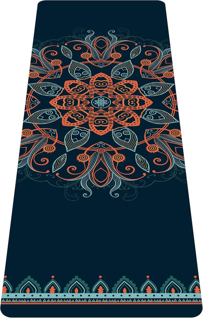 nuveti Printed Travel Yoga Mat-1/16 Inch Thick Non Slip Fitness Workout Mat with Carrying Bag, Foldable Lightweight Suede & Natural Rubber Yoga Mat for Yoga Pilates and Fitness 72" L x 24" W x 1.5mm