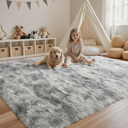 Black Rugs for Living Room Fluffy 5x8 ft Bedroom Rug Non-Slip Area Rugs Shag Carpet for Nursery Kids PlayRoom Dorm Office Indoor Modern Plush Carpets Boys - Colors B