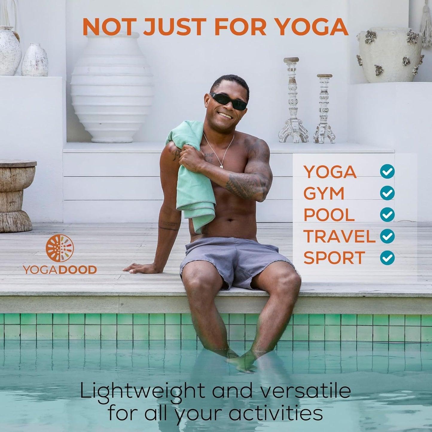 72" x 26.75" Long Hot Yoga Mat Towel Plus Compact Face Towel – Hot Yoga Essentials - Full Length, Absorbent, Microfiber Material for Workout, Gym - Pack of 2 Yoga Towels - Grip Improves with Sweat