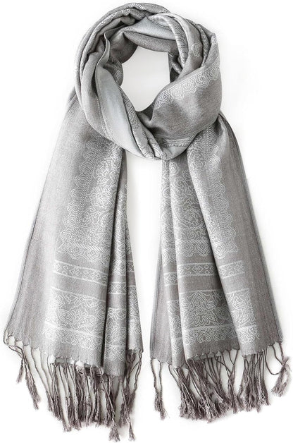 Ciormis Two Tone Silky Paisley Pashmina Shawl Scarf,Soft Women's Rave Jacquard Pashminas Wrap Scarves