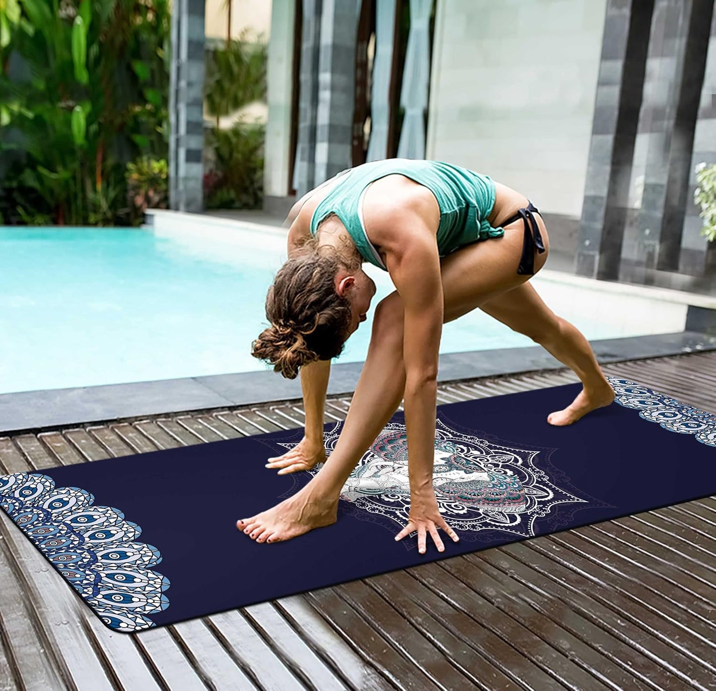 nuveti Yoga Mat Print Extra Thick TPE Non Slip Fitness Exercise Mat with Carrying Bag,72"x24" Extra Thick 6MM Exercise & Workout Mat for Yoga, Pilates Fitness and Floor Exercises - Colors B