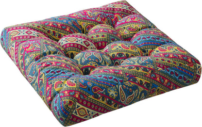 Codi Boho Floor Pillow, Large Meditation Cushion for Adults, Square Pillows Seating for Yoga Living Room Tatami Sitting Home Decor, Memory Foam Added, 22x22 Inch, Multi Patchwork