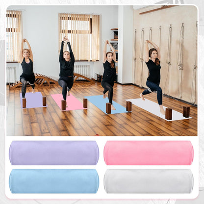 Breling 4 Pack 72" x 24" Hot Yoga Towel Non Slip Microfiber Mat Towel Sweat Absorbent Soft Pilates Mat Essentials for Hot Yoga Pilates Exercise(Light Grey)