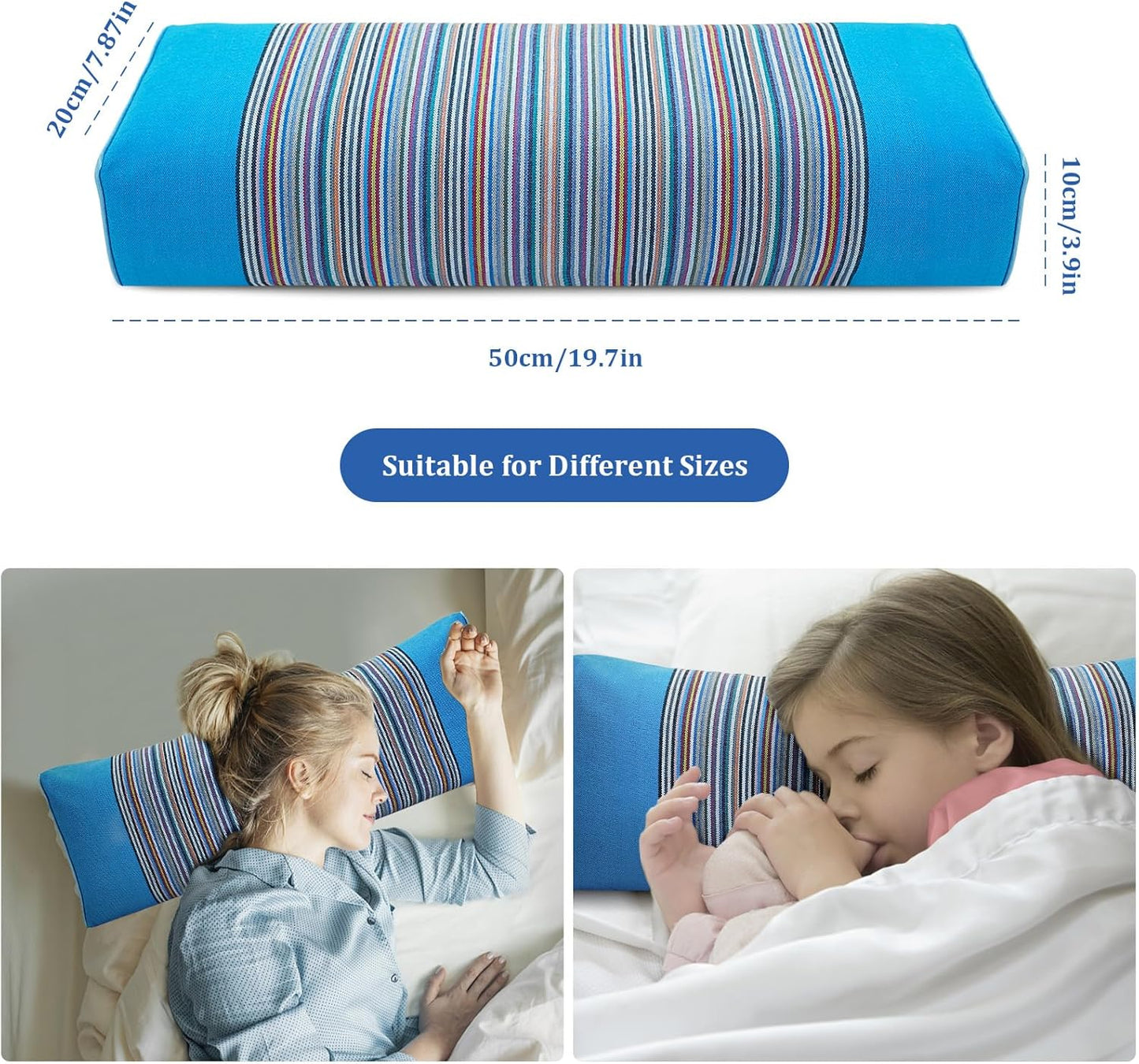 Adjustable Buckwheat Hull Pillow for Neck Pain Relief (21x8x4in) Natural Cooling Cervical Support Organic Pillow for Side & Back Sleepers with Night Sweats (Grey)