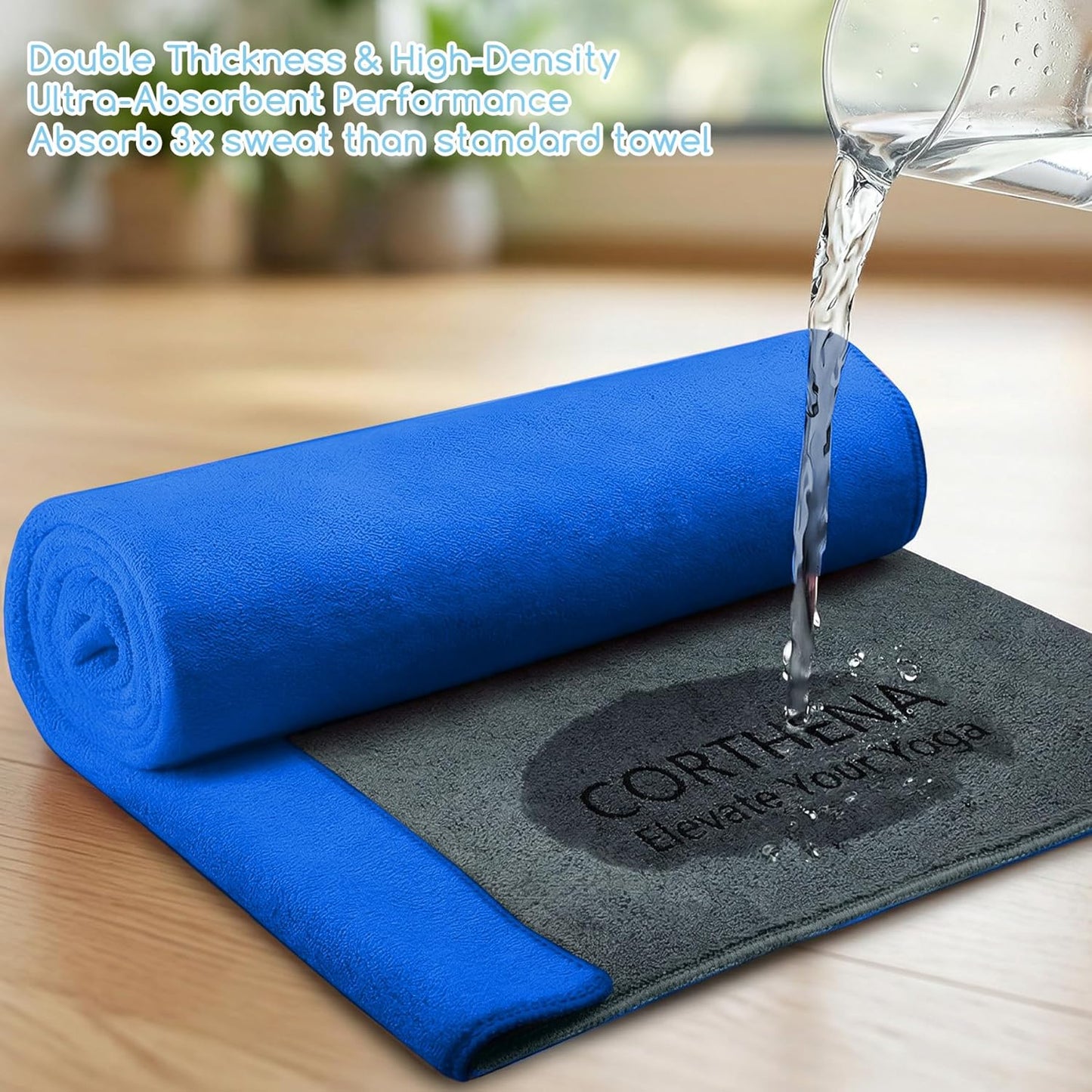 Yoga Mat Towel, Extra Thick (600GSM) Soft Hot Yoga Towel, Non-Slip and Sweat Absorbent for Hot Yoga, Bikram, Pilates, and Fitness, 72" x 27.5", Dual-Color, Grey/Pink