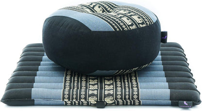 Leewadee Meditation Cushion Set – 1 Small Zafu Yoga Pillow and 1 Small Roll-Up Zabuton Mat Filled with Kapok