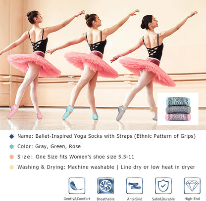 Ozaiic Pilates Socks for Women Non Slip Grip, Yoga Socks with Grippers for Barre, Hospital, Ballet, Dance, Barefoot Workout