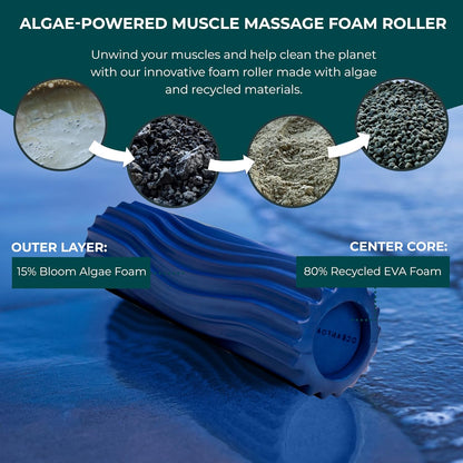 Oceanfoam Ripple Travel Foam Roller (11" x 3.35") Firm Mini Foam Roller for Physical Therapy, Deep Tissue Massage, Back Pain - High Density, Ergonomic Wave Textured - Yoga, Pilates, Exercise (Natural) - Colors B