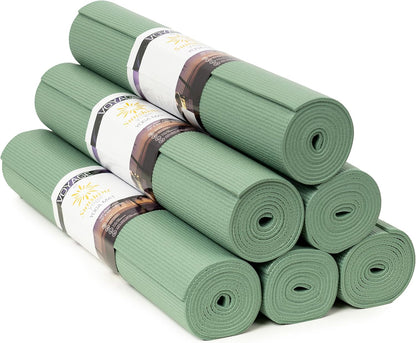Voyage Yoga Mat, 6 Pack, 72" x 24" Professional Studio and Gym Bulk Yoga Mats, 5mm Thick, Durable, Anti-Tear, Non Slip Fitness and Exercise Mats
