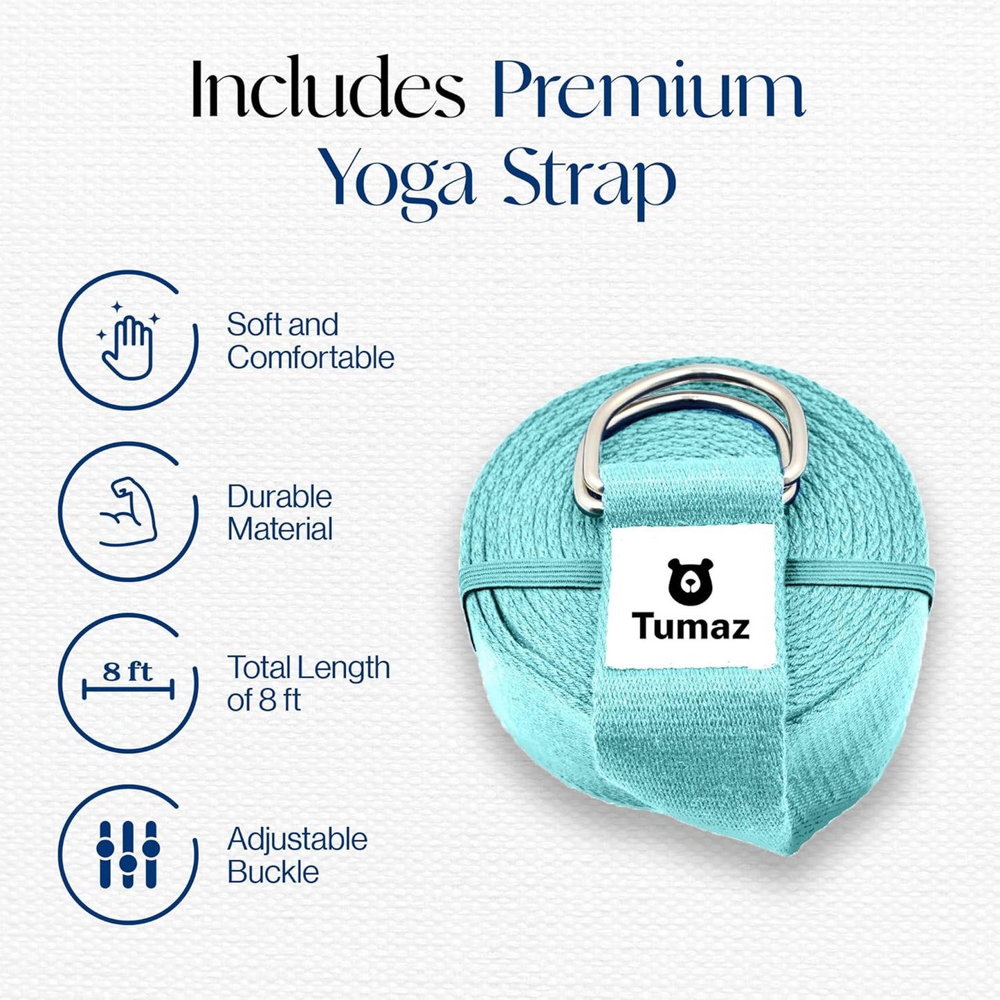 Tumaz Non-Slip Yoga Blocks 2-Pack - High Density/Lightweight EVA Foam & Natural Cork for Stability, Premium Set with E-Book Included