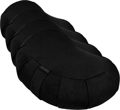 Retrospec Sedona Zafu Meditation Cushion with Buckwheat Hull Fill - Adjustable Yoga & Pilates Equipment Support - 17in Crescent Cotton Cover