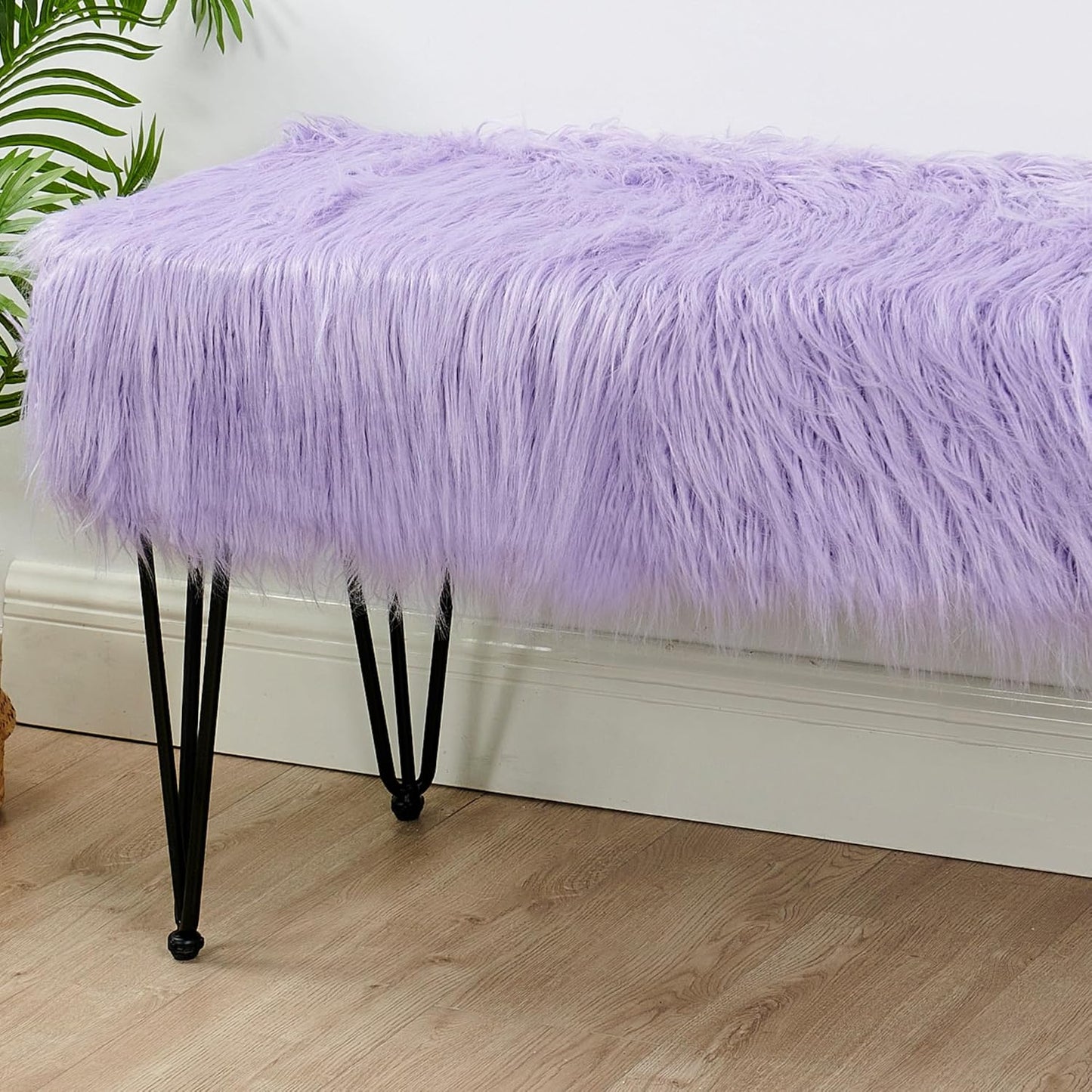 Home Soft Things Green Mongolian Faux Fur Ottoman, Desert Sage, 19'' x 13'' x 17'', Cozy Plush Fluffy Ottoman Foot Rest Stool for Living Room Bedroom Entryway Makeup Bench End of Bed Home Décor