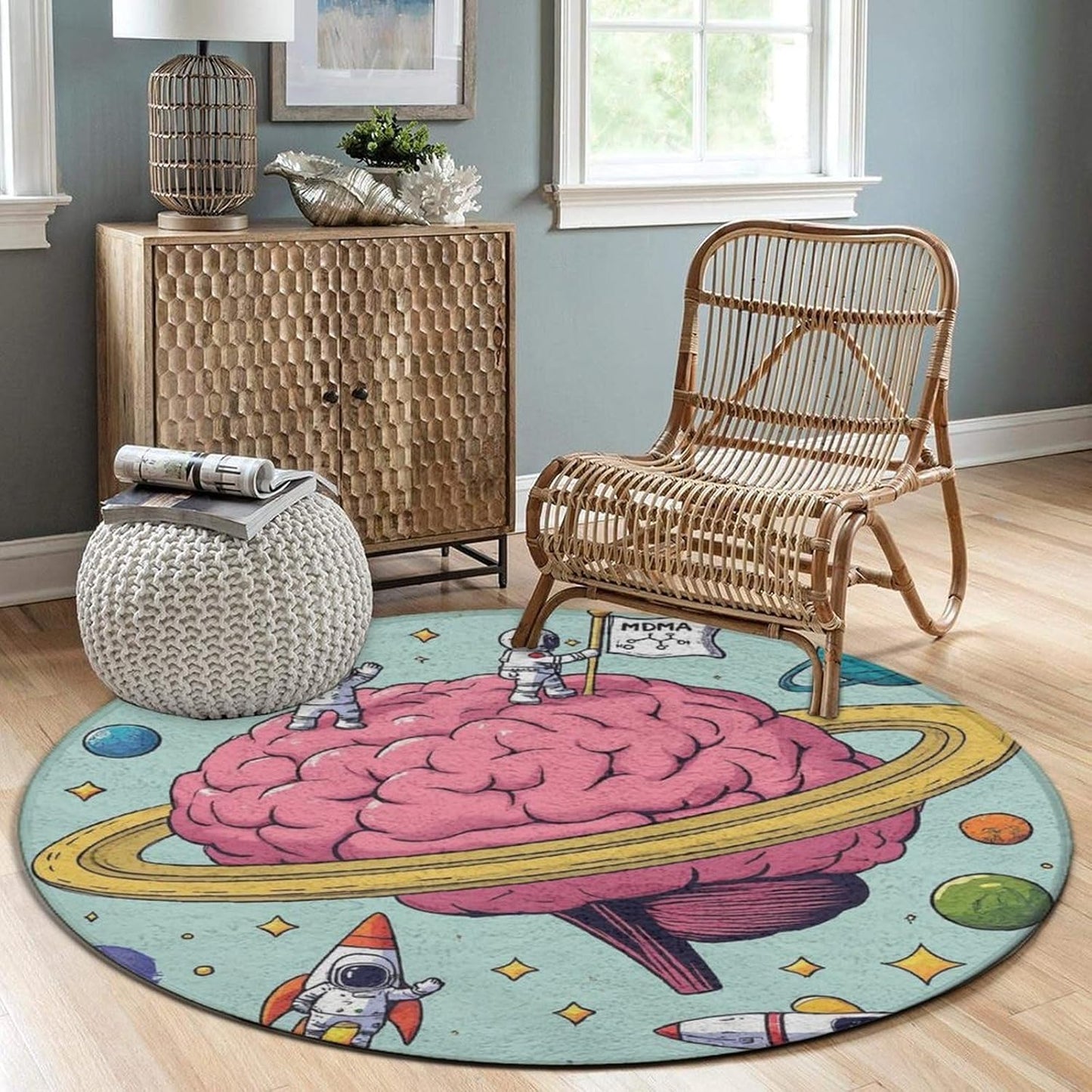 Room Sofa Yoga Soft Round Carpet, Home Decor Non Slip Kitchen Office Circle Rug, Machine Washable Modern Round Area Rug Beach Turtles, 60inch