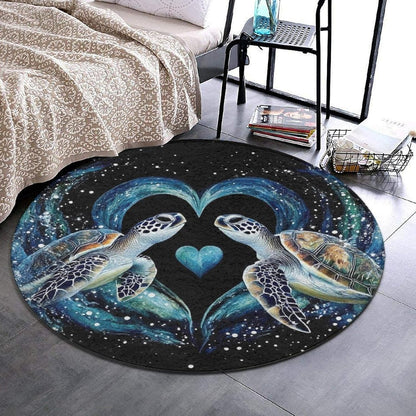 Room Sofa Yoga Soft Round Carpet, Home Decor Non Slip Kitchen Office Circle Rug, Machine Washable Modern Round Area Rug Beach Turtles, 60inch