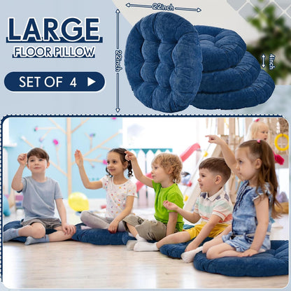 Jerify Floor Pillow Cushions Large Round Square Large Meditation Floor Pillow for Classroom Adult Meditation Picnic Party Seating Learning Daycare School(Square,Mixed Colors,4 Pcs)