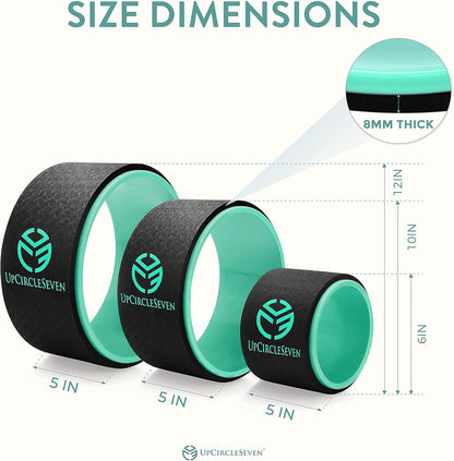 UpCircleSeven Yoga Wheel Set - Strongest & Most Comfortable Yoga Prop Wheel, 3 Pack for Back Pain and Stretching (12, 10, 6 inch)