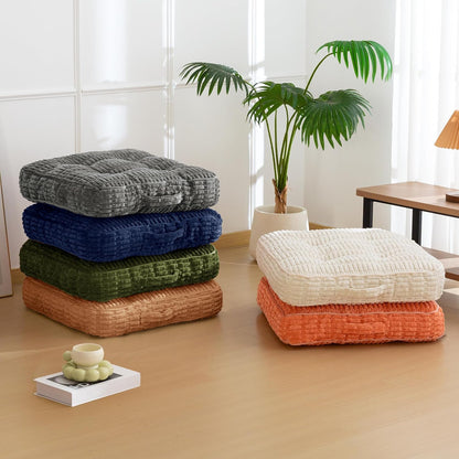 HIGOGOGO Floor Pillow Cushion for Adults, Meditation Cushion Pillow, Blended Corduroy Cover, Large Square Floor Sitting for Tatami Living Room or Yoga, 22x22 Inch, Beige