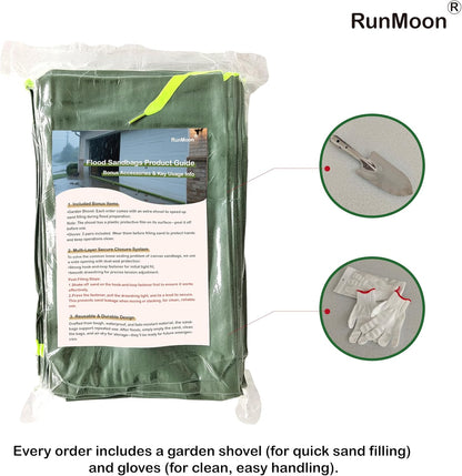 Upgraded Extra-Thick Reusable Flood Sandbags - Double-Stitched Canvas, Leak-Proof Closure | Multiple Sizes (3ft-10ft) for Water Barrier & Flood Protection (3ft (Upgraded) 4-Pack)